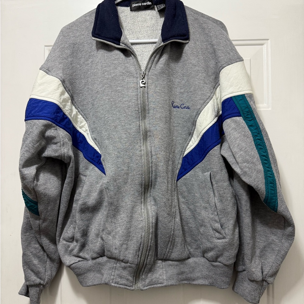 Vintage Pierre Cardin Gray Jacket with Blue and Green Accents